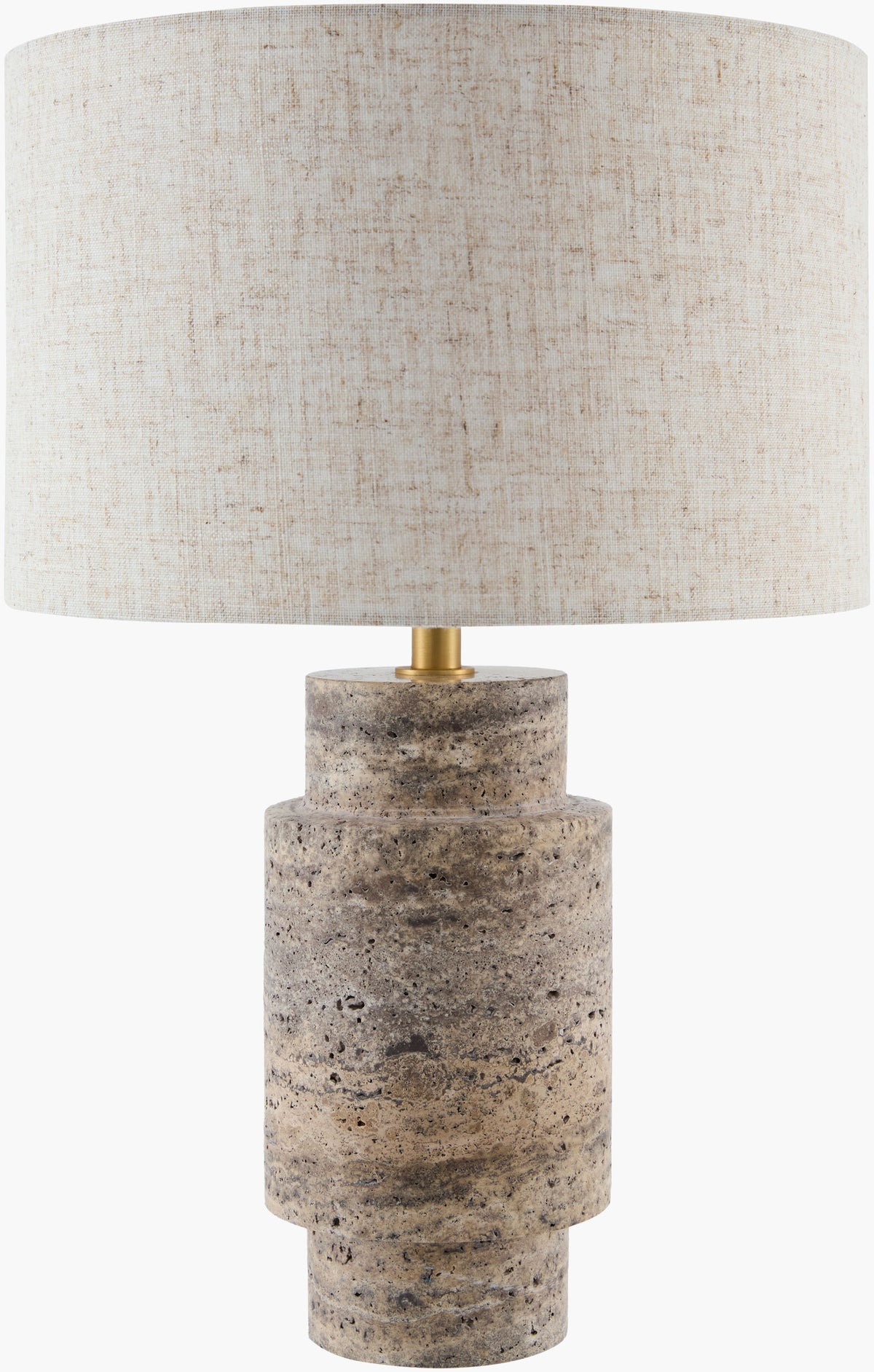 Taven 19" Travertine Table Lamp, Natural Gray