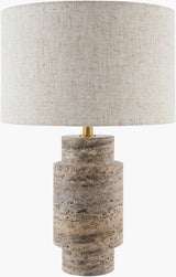 Taven 19" Travertine Table Lamp, Natural Gray