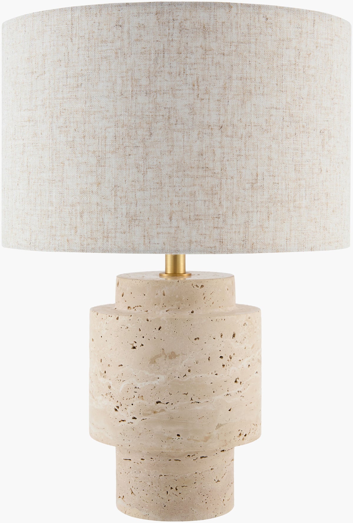 Taven 20" Travertine Table Lamp, Natural Beige