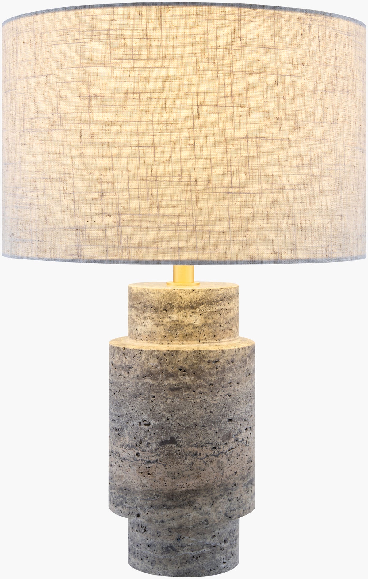 Taven 19" Travertine Table Lamp, Natural Gray