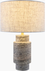 Taven 19" Travertine Table Lamp, Natural Gray