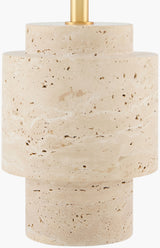 Taven 20" Travertine Table Lamp, Natural Beige