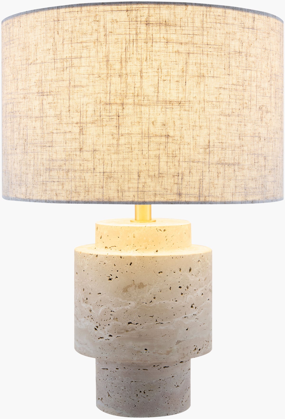 Taven 20" Travertine Table Lamp, Natural Beige