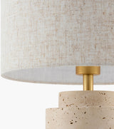 Taven 20" Travertine Table Lamp, Natural Beige