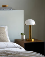 Ursula 15" Aluminum Table Lamp, Antiqued Metallic Brass