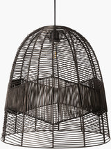 Vega Rattan Pendant Light, Painted Black
