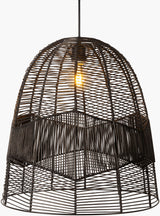 Vega Rattan Pendant Light, Painted Black