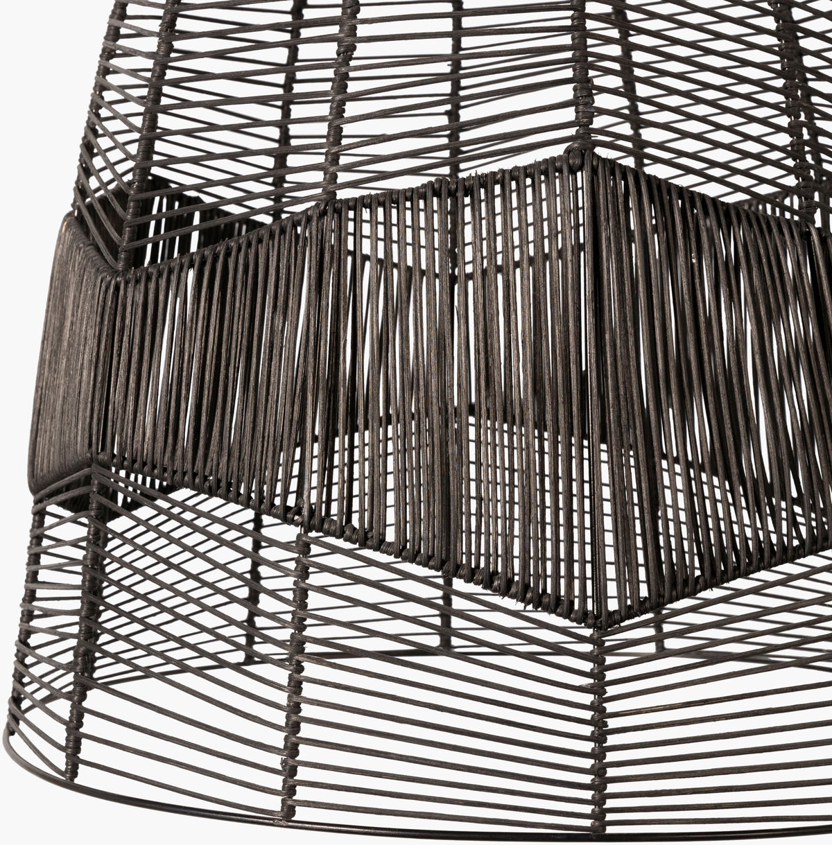 Vega Rattan Pendant Light, Painted Black