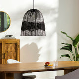 Vega Rattan Pendant Light, Painted Black