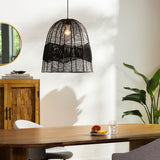 Vega Rattan Pendant Light, Painted Black