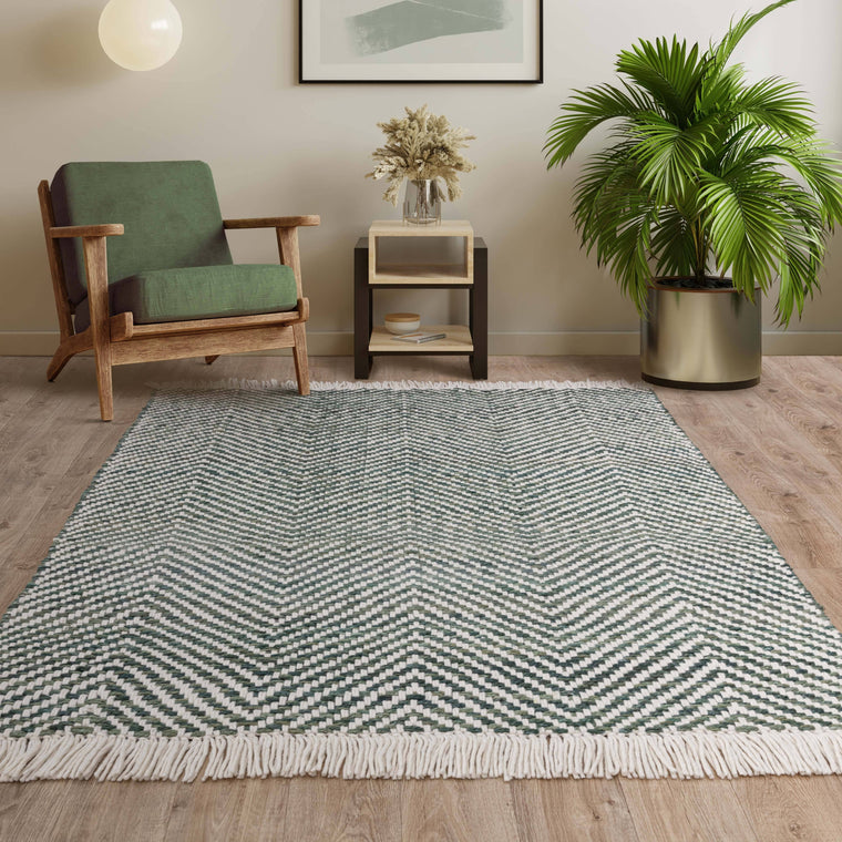 Natural jute fibre — Geometric Jute Living Room Rug — Flatweave, Hand Woven, Boho, Vigo