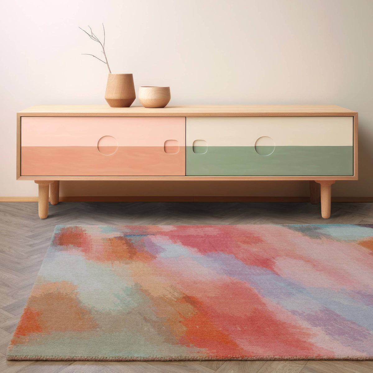 Vision Rug styled in a living room
