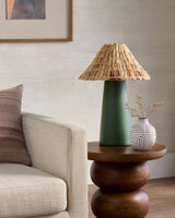 Vikundu 20" Ceramic Table Lamp, Hand Painted Dark Green