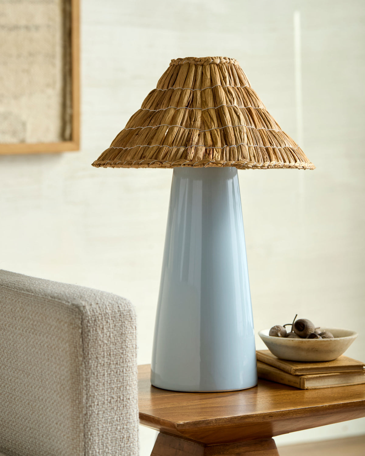 Vikundu 20" Ceramic Table Lamp, Hand Painted Blue