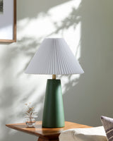Vikundu 25" Ceramic Table Lamp, Hand Painted Dark Green