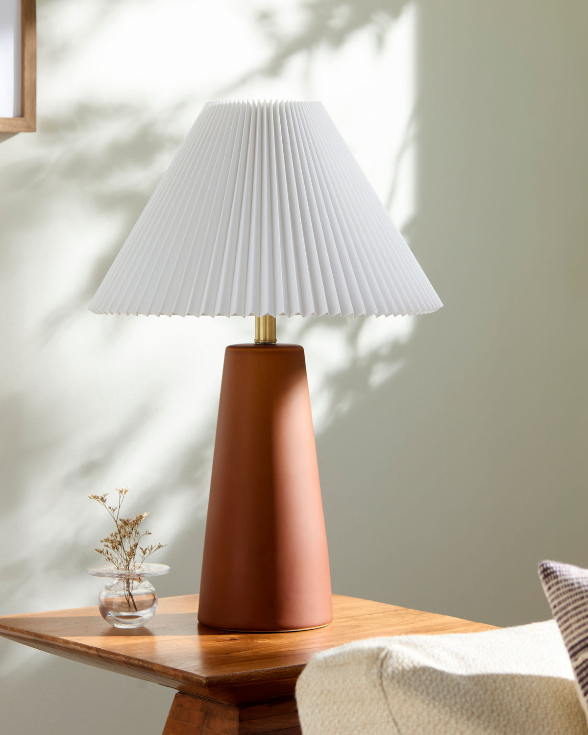 Vikundu 25" Ceramic Table Lamp, Hand Painted Dark Red