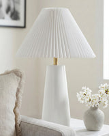 Vikundu 25" Ceramic Table Lamp, Hand Painted White