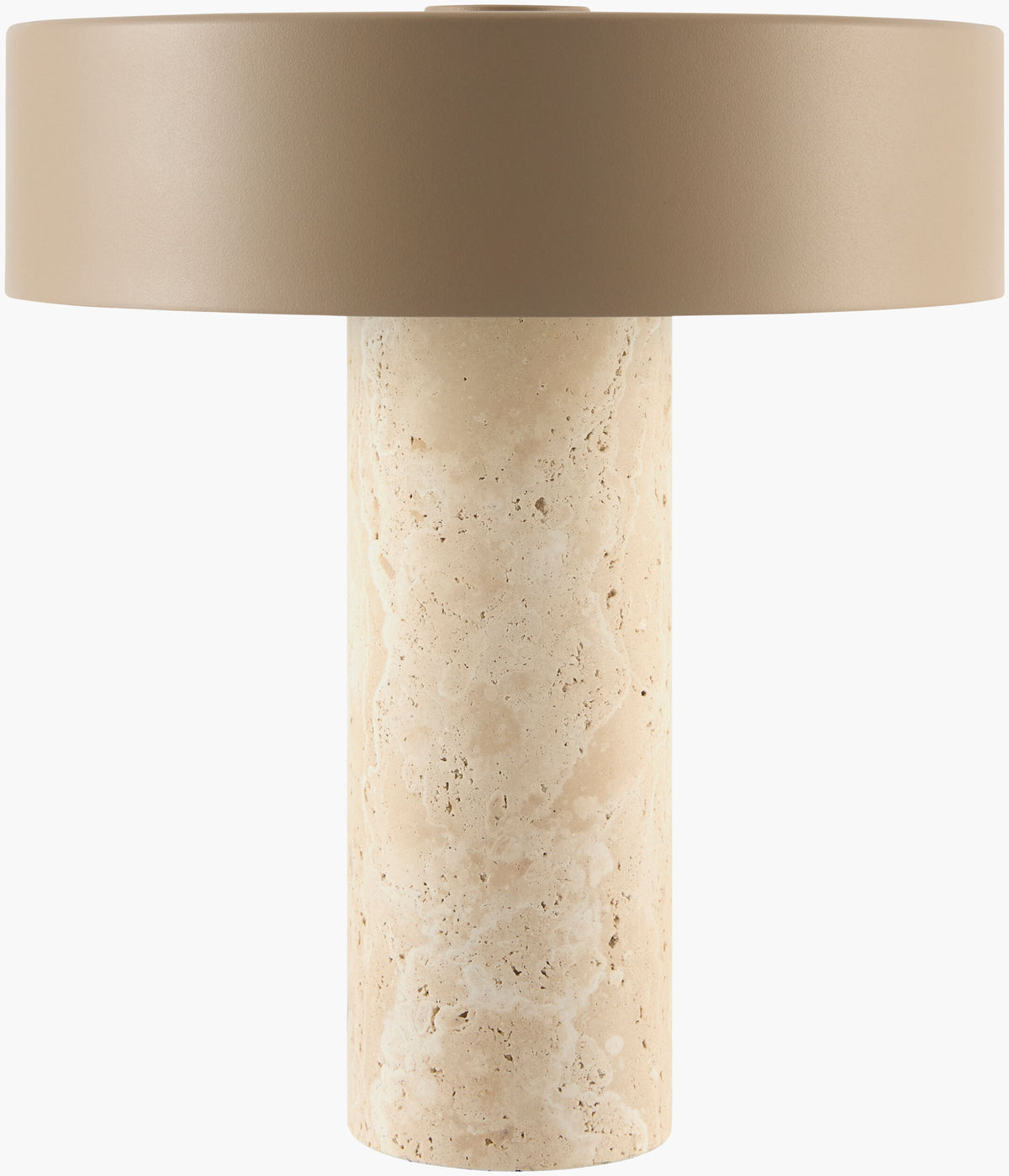 Valmere 13" Travertine Table Lamp, Natural Beige