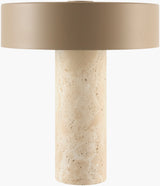 Valmere 13" Travertine Table Lamp, Natural Beige