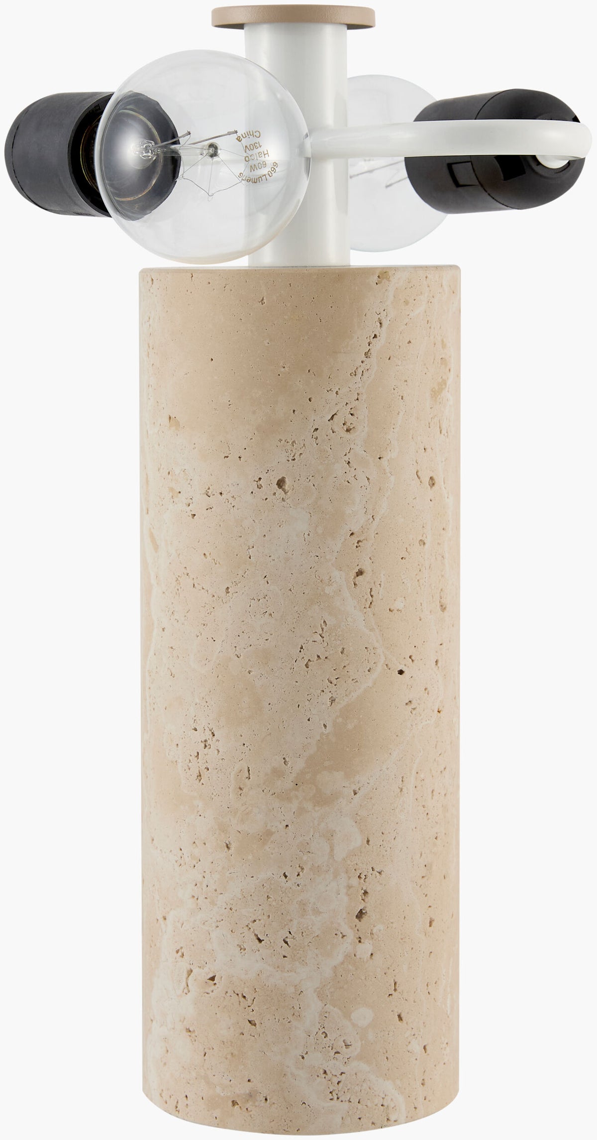 Valmere 13" Travertine Table Lamp, Natural Beige
