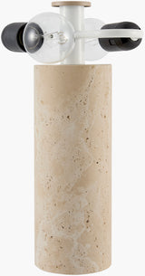 Valmere 13" Travertine Table Lamp, Natural Beige