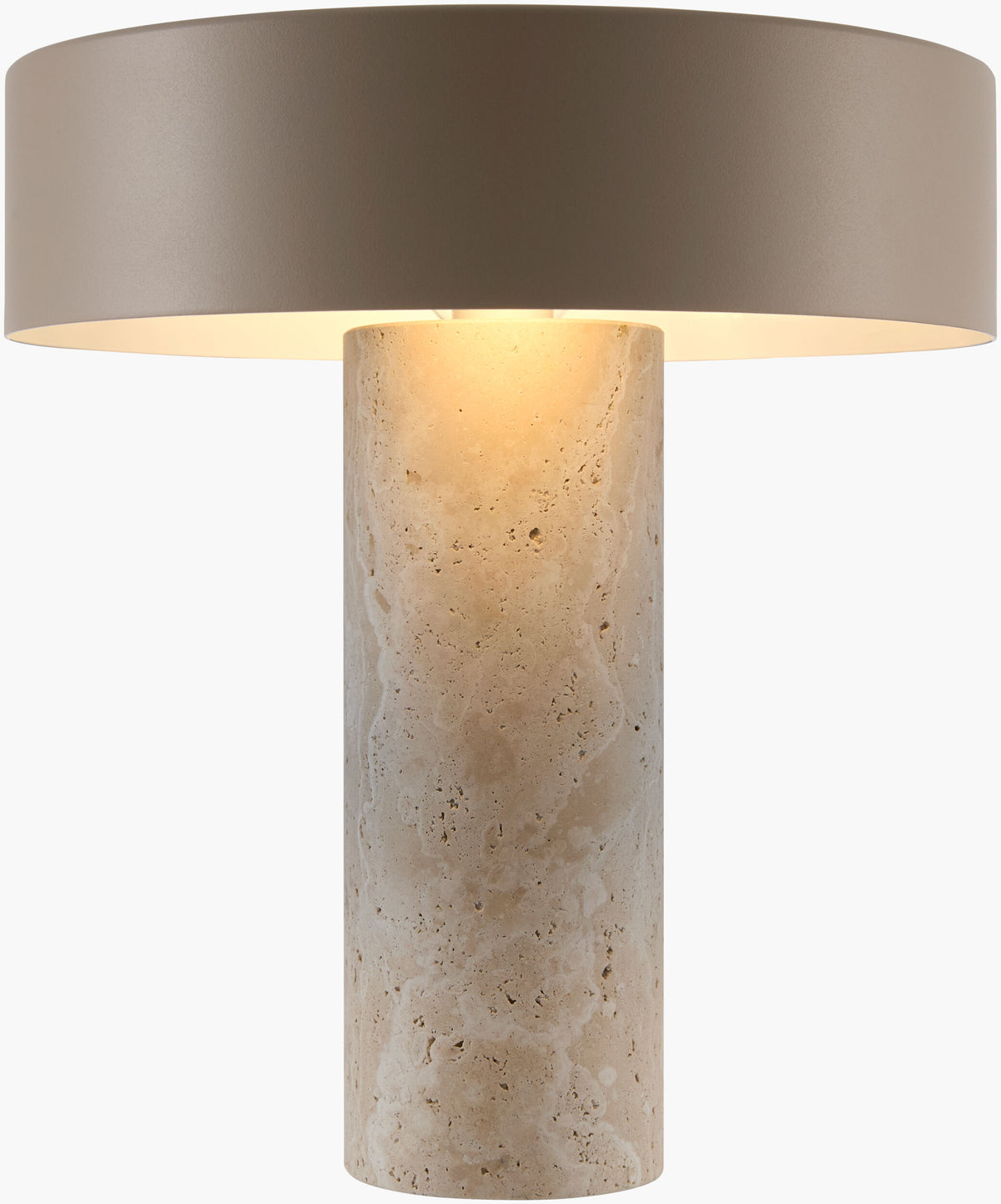Valmere 13" Travertine Table Lamp, Natural Beige