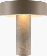Valmere 13" Travertine Table Lamp, Natural Beige