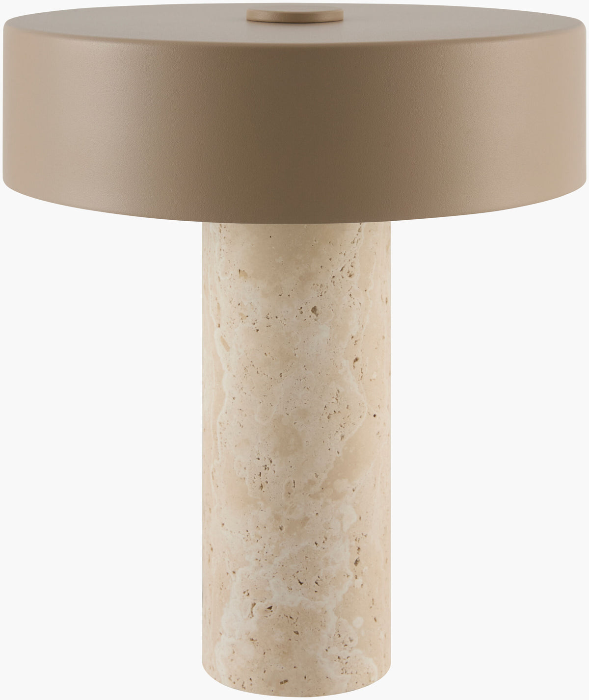 Valmere 13" Travertine Table Lamp, Natural Beige