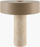 Valmere 13" Travertine Table Lamp, Natural Beige