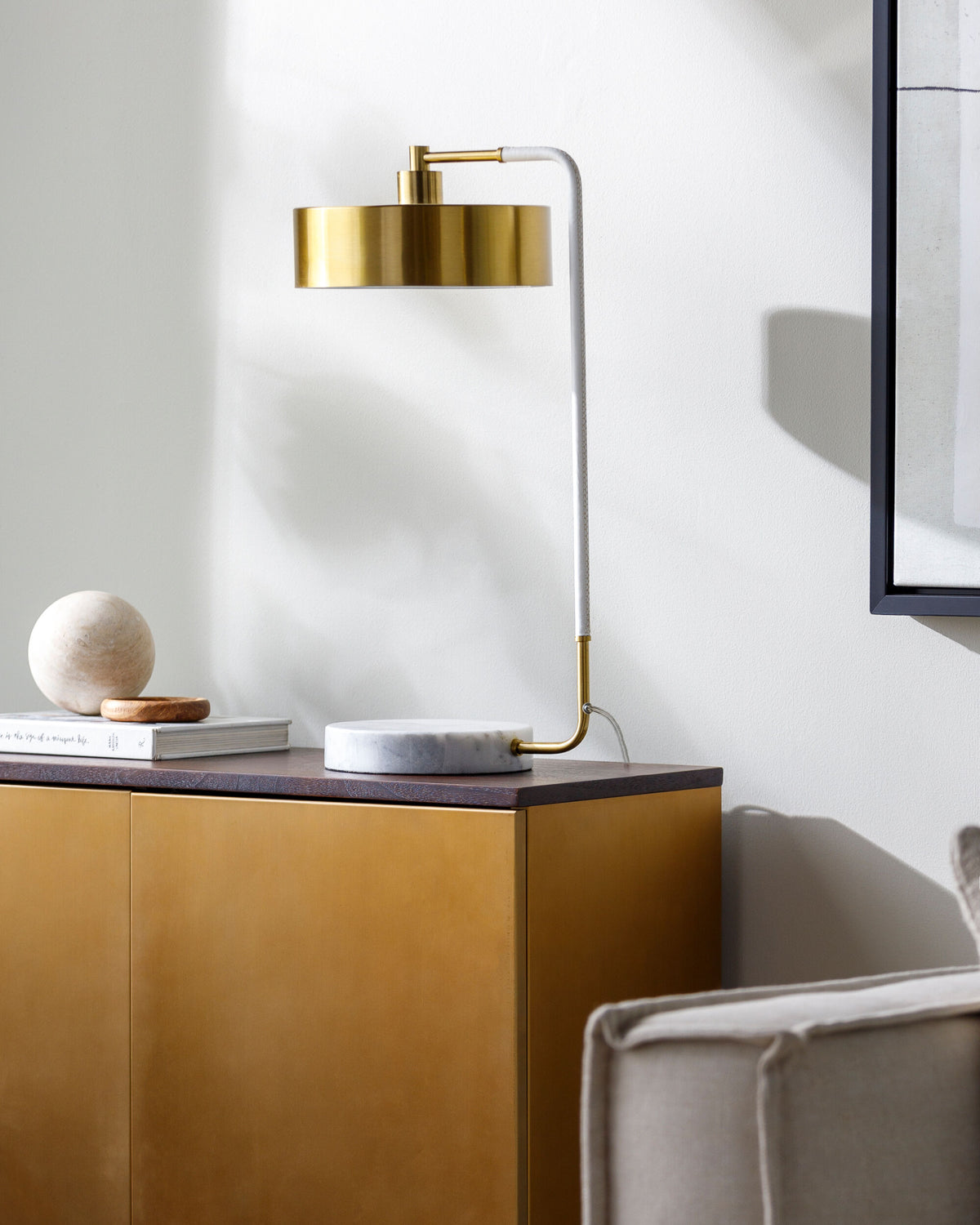 Valo 24" Iron Table Lamp, Plated Gold, Natural White