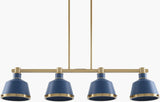 Valente Iron Chandelier, Powder Coated Blue, Electroplated Metallic Brass