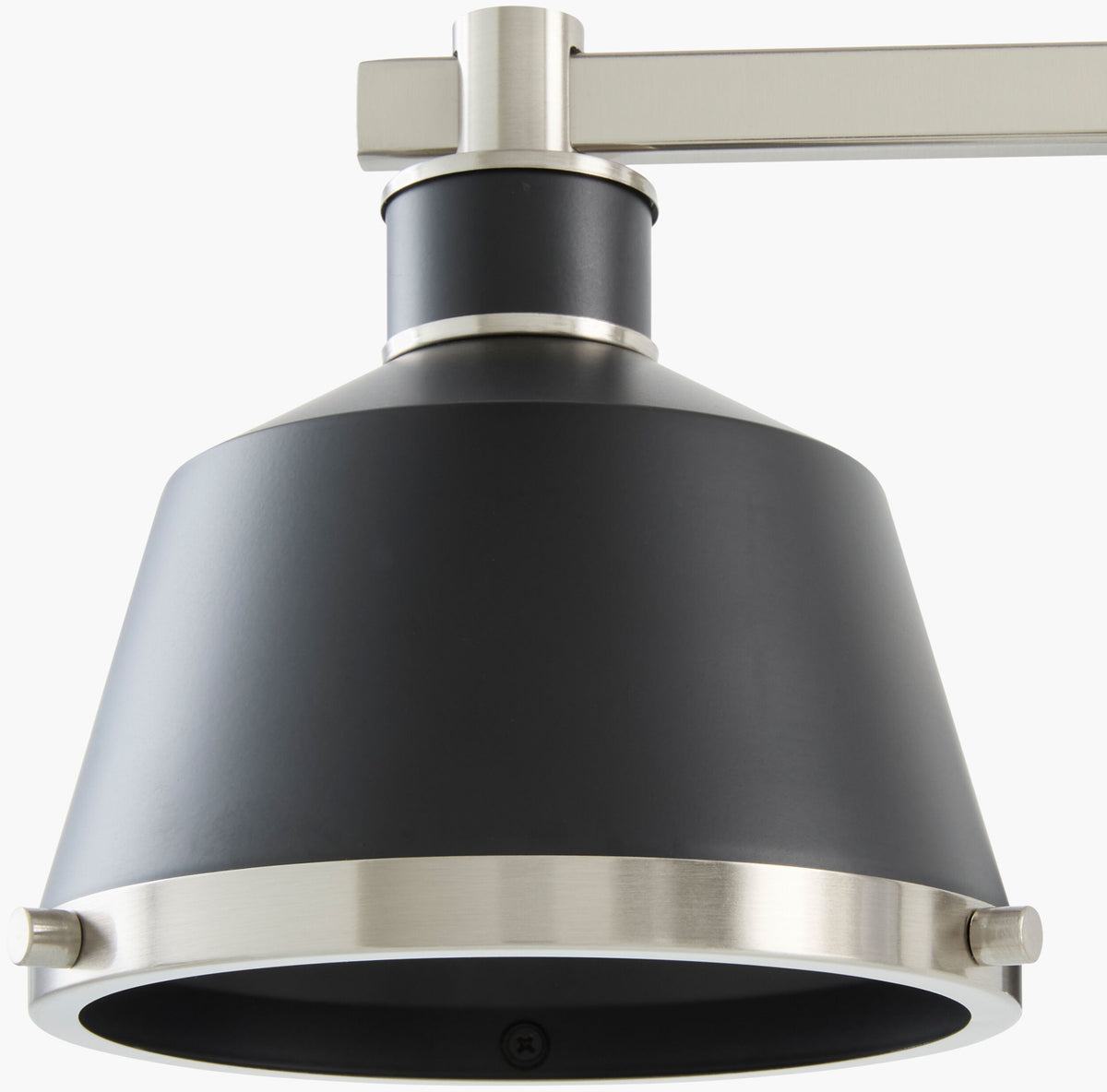 Valente Iron Chandelier, Powder Coated Black, Electroplated Metallic Nickel