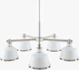 Valente Iron Chandelier, Powder Coated White, Electroplated Metallic Nickel (VLTE-030)
