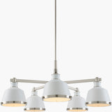 Valente Iron Chandelier, Powder Coated White, Electroplated Metallic Nickel (VLTE-030)