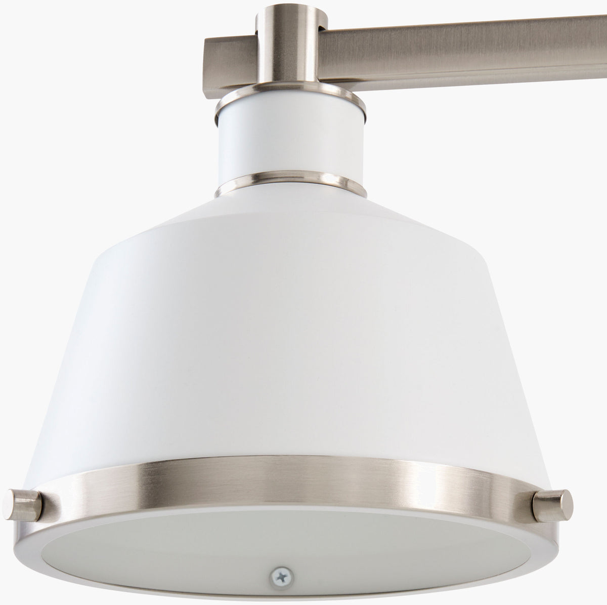 Valente Iron Chandelier, Powder Coated White, Electroplated Metallic Nickel (VLTE-030)