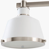 Valente Iron Chandelier, Powder Coated White, Electroplated Metallic Nickel (VLTE-030)