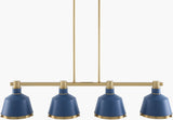 Valente Iron Chandelier, Powder Coated Blue, Electroplated Metallic Brass