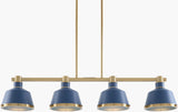 Valente Iron Chandelier, Powder Coated Blue, Electroplated Metallic Brass