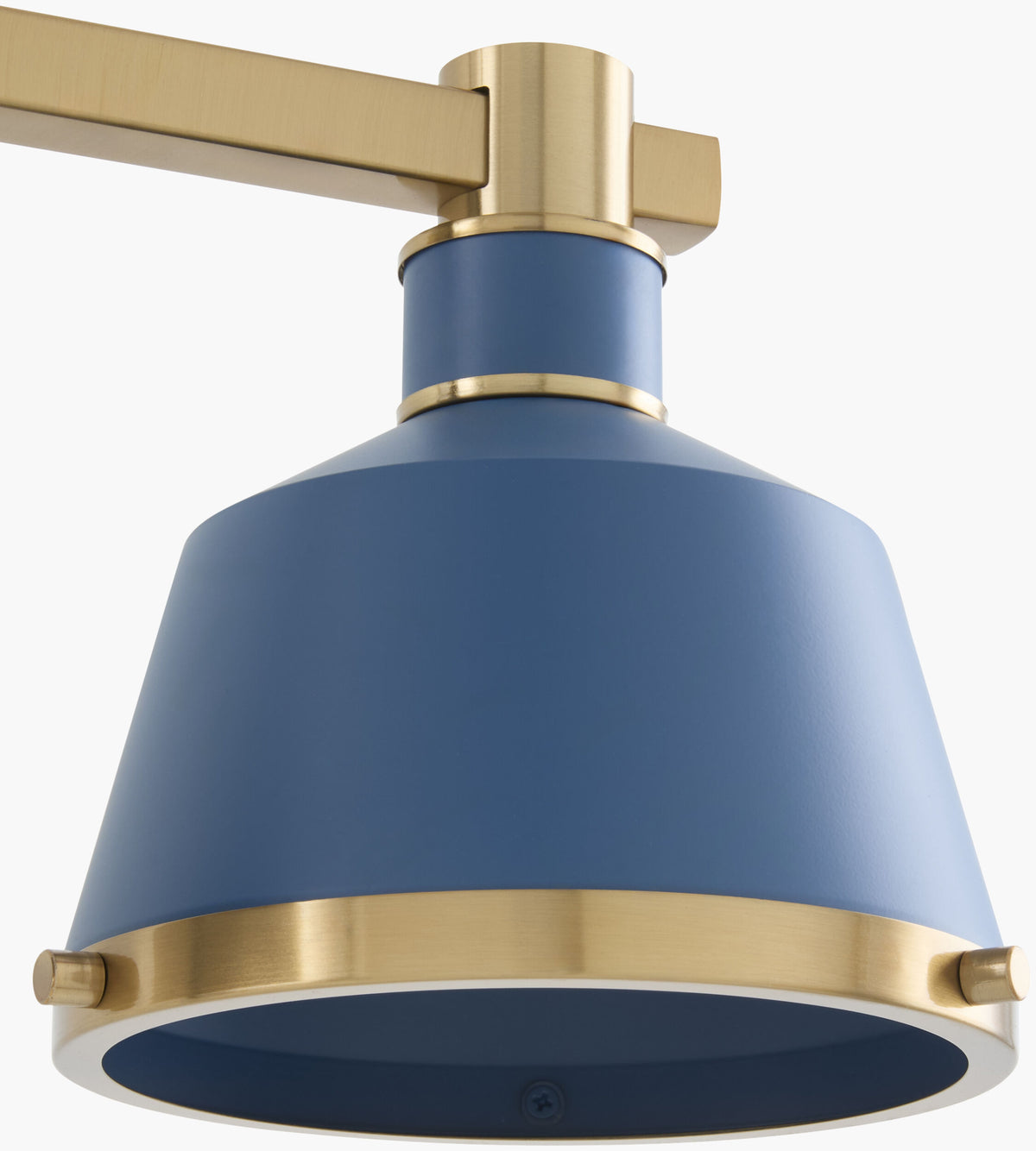 Valente Iron Chandelier, Powder Coated Blue, Electroplated Metallic Brass