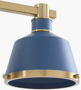 Valente Iron Chandelier, Powder Coated Blue, Electroplated Metallic Brass