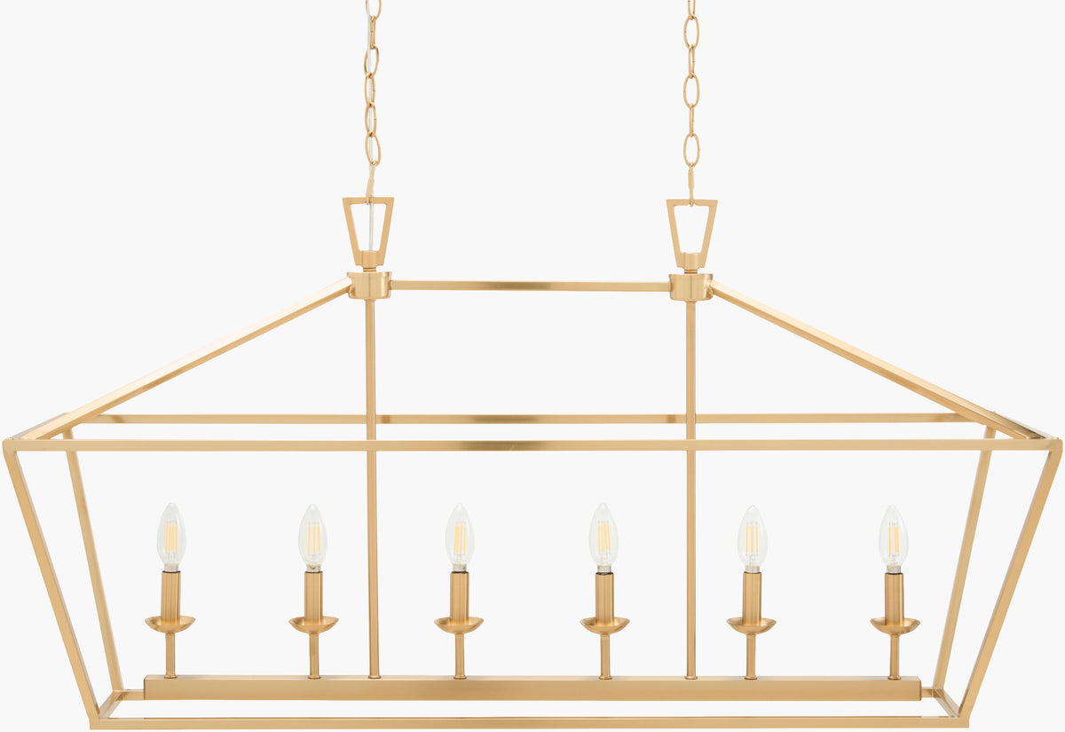 Vespera Iron Chandelier, Electroplated Metallic Brass