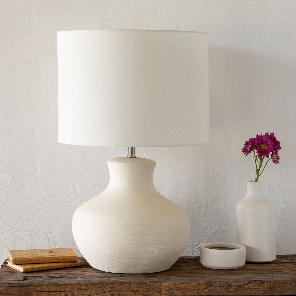 Warren 27" Ceramic Table Lamp, Glazed Cream