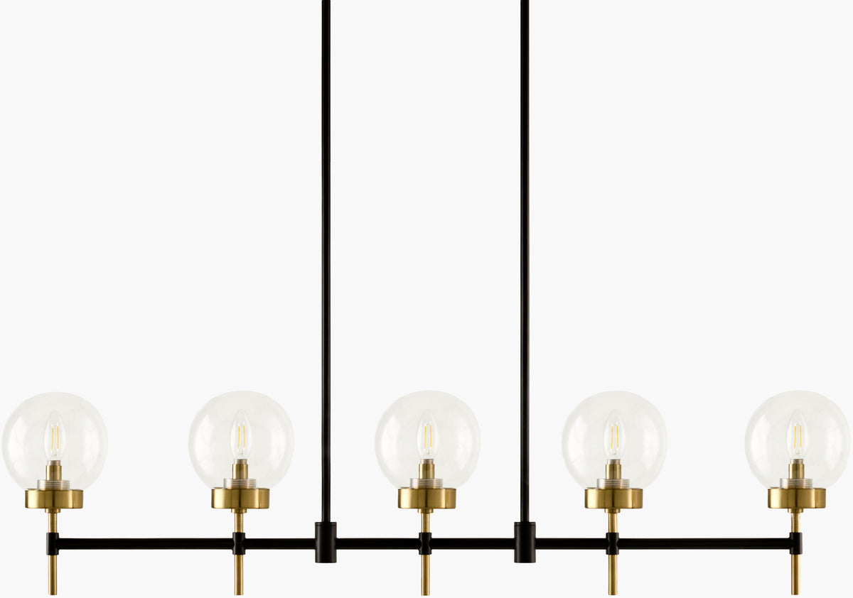 Wakre Iron Chandelier, Painted Black, Electroplated Gold