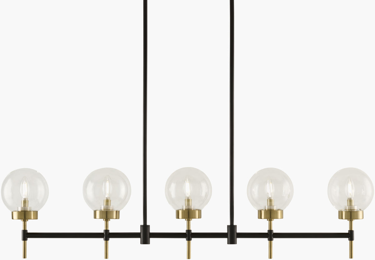 Wakre Iron Chandelier, Painted Black, Electroplated Gold