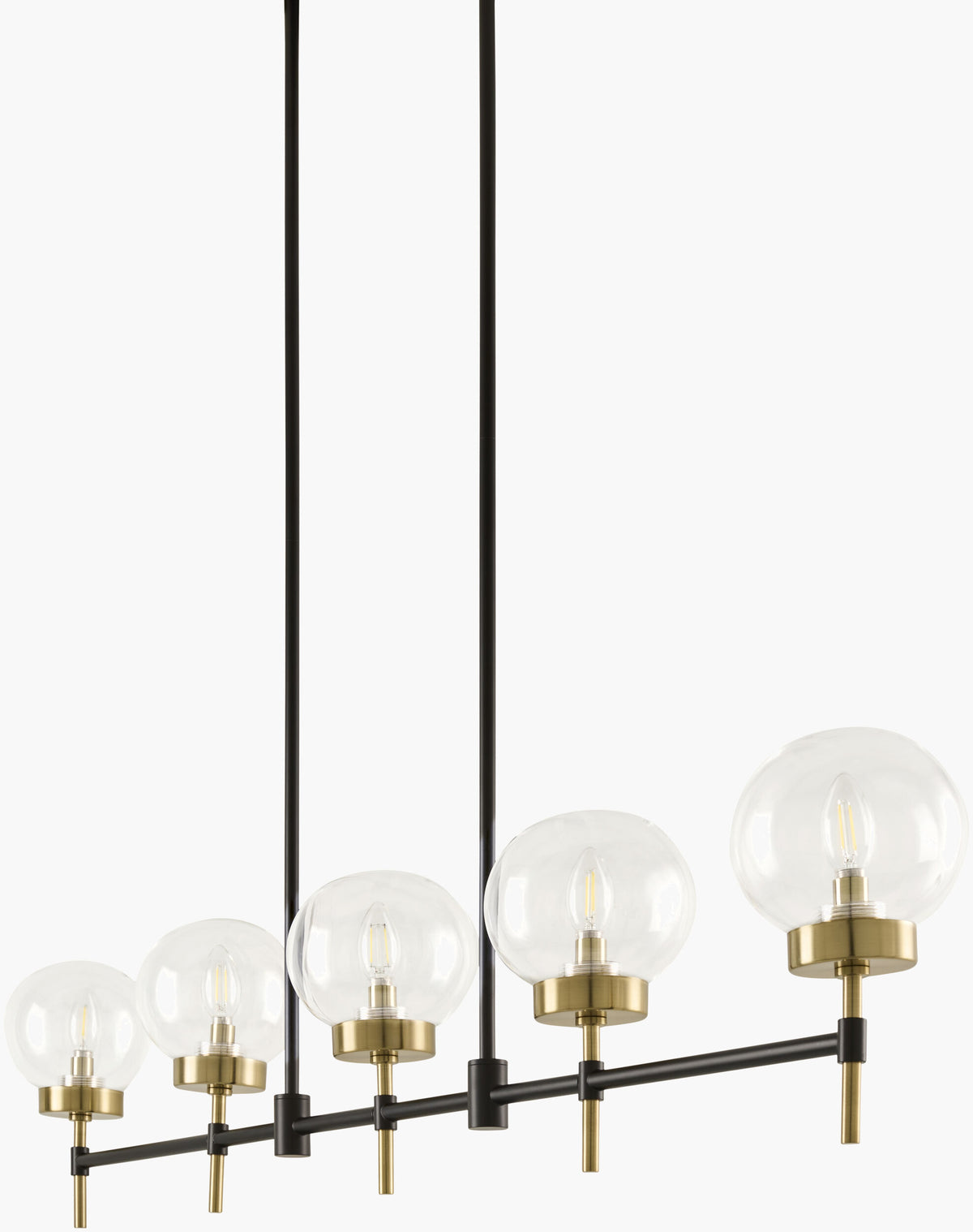 Wakre Iron Chandelier, Painted Black, Electroplated Gold