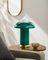 Wainaku 17" Glass Table Lamp, Hand Painted Blue