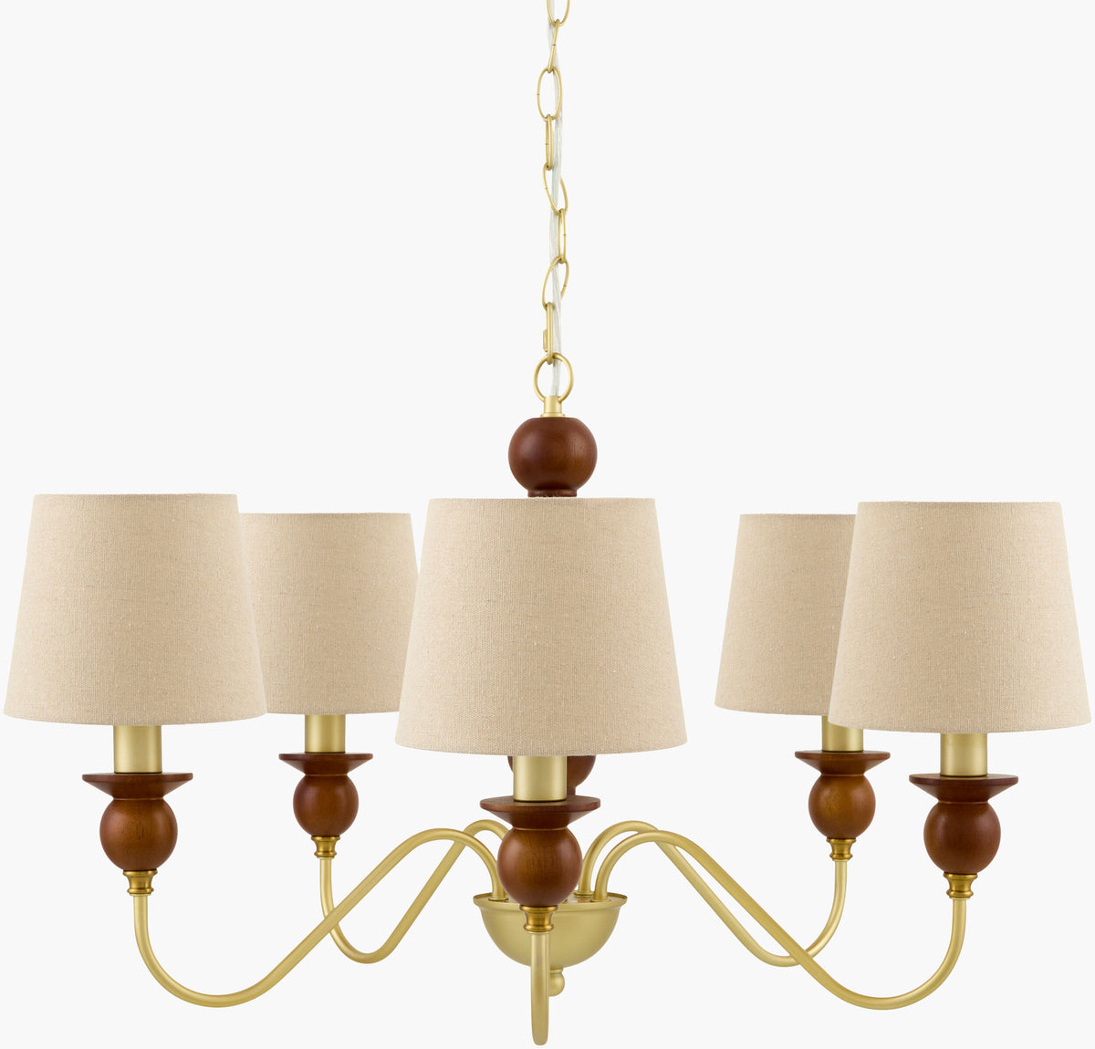 Wiluna Rubber Wood Chandelier, Hand Painted Dark Brown (WLN-001)
