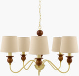 Wiluna Rubber Wood Chandelier, Hand Painted Dark Brown (WLN-001)