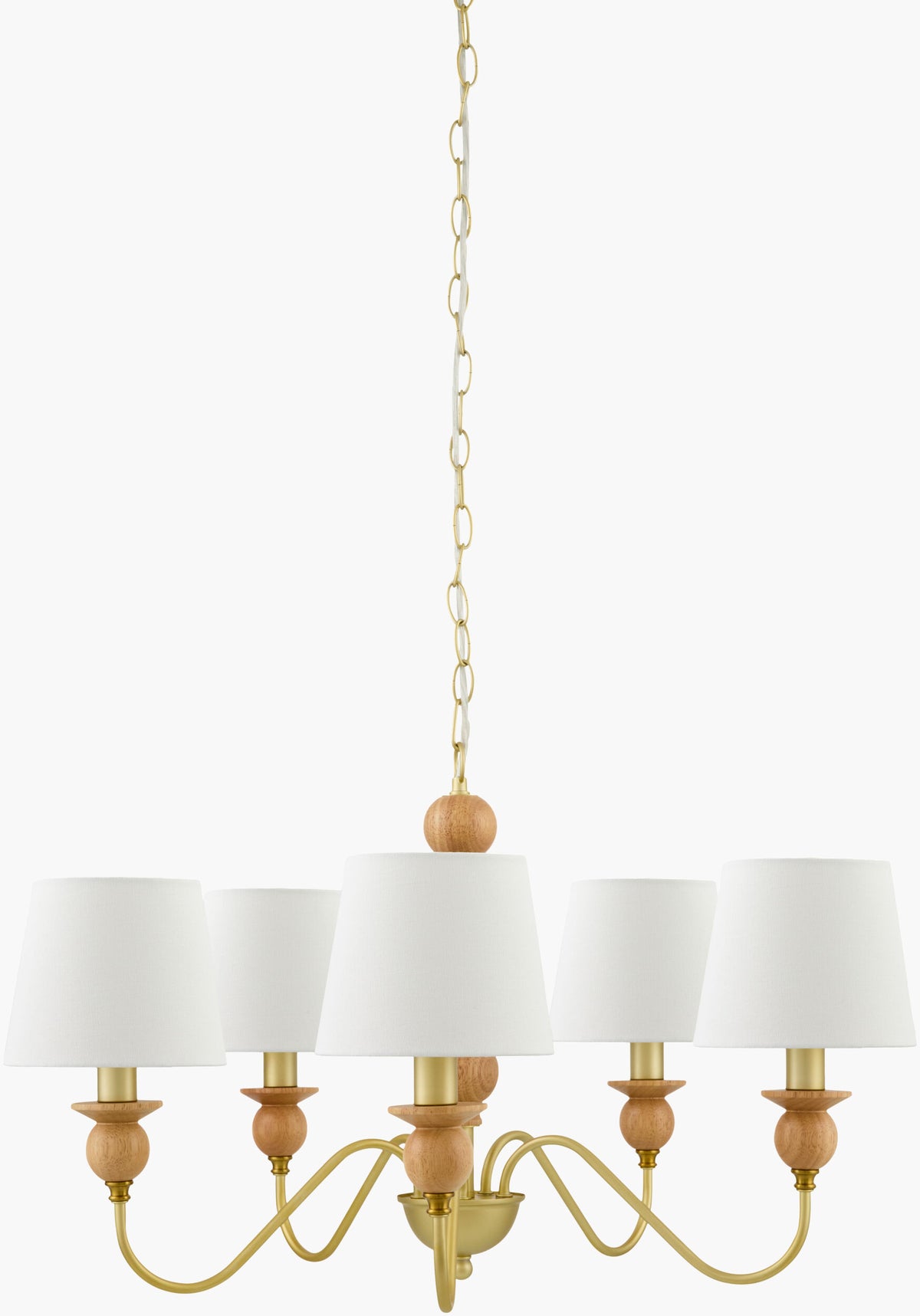 Wiluna Rubber Wood Chandelier, Hand Painted Beige (WLN-002)