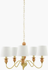 Wiluna Rubber Wood Chandelier, Hand Painted Beige (WLN-002)